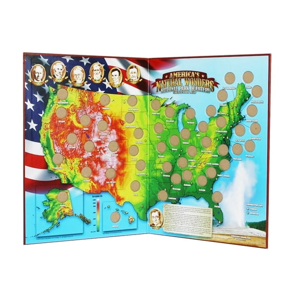 America's Natural Wonders National Parks Quarters Collection Map