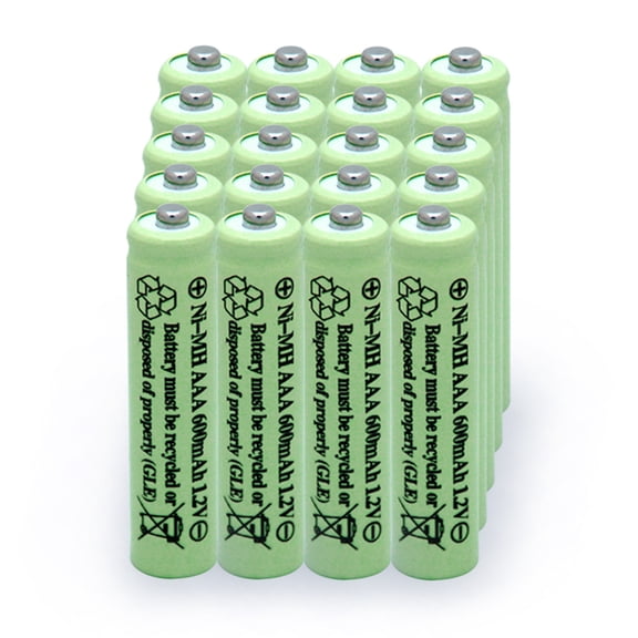 AAA Rechargeable Batteries (20 Pack) 600mAh Pre-Charged 1.2V Long-Lasting Ni-MH Triple aaa Batteries