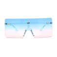 thumbnail image 3 of Oversize Rimless Shield Square Rectangle Large Sunglasses Blue Pink Smoke, 3 of 4