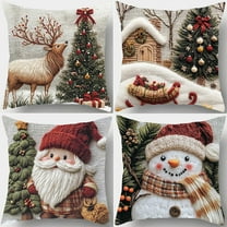 RBCKVXZ 4 Pcs Christmas Pillow Covers 18x18 Inches Christmas Decorative Throw Pillow Cases with Soft Fabric & Hidden Zipper