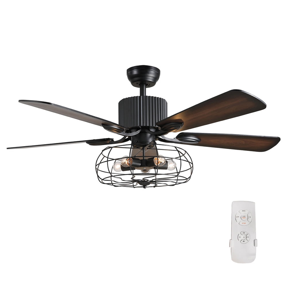 Kepooman 5 Leaves Ceiling Fan with Lights, 64W 52 Inch LED Ceiling Fan Lamp With Remote Control, Matte Black Kepooman 5 Leaves Ceiling Fan with Lights, 64W 52 Inch LED Ceiling Fan Lamp With Remote Control, Matte Black