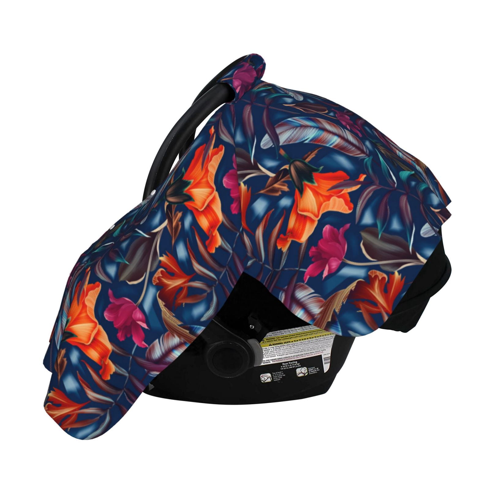 Naloa Tropical Flower Baby Car Seat Cover, Breathable Baby Carrier Cover, Multiuse Baby Carrier Cover & Nursing Breastfeeding Cover