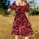 thumbnail image 5 of Vestido de fiesta rojo con confeti de manga corta, vestidos de cumpleaños para mujer, vestidos para mujer, vestidos para ocasiones oficiales, 5 of 7