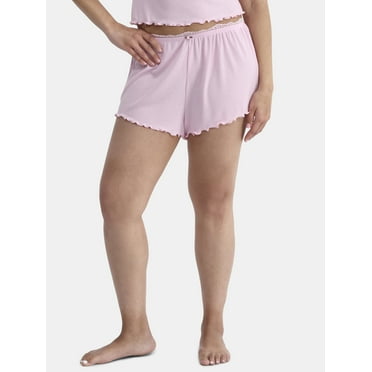 No Boundaries Ribbed Sleep Shorts with Lace Trim, Women's