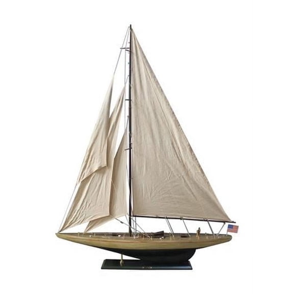 Handcrafted Decor R -ENTERPRISE60 Wooden Rustic Enterprise Model Sailboat Decoration- 60 in.