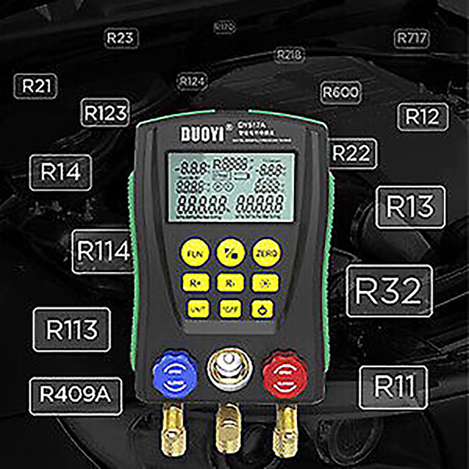 DUOYI DY517 Digital Manifold Gauge, 1-Piece HVAC Refrigeration Pressure Temperature Tester with Smart Features for 89 Refrigerants