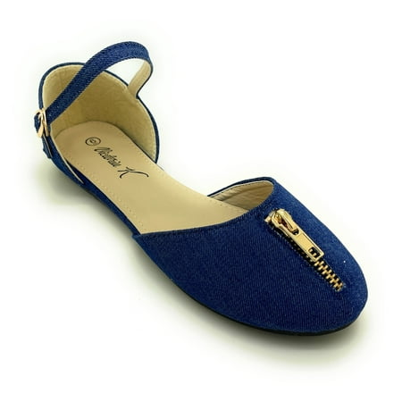 

Victoria K. Women s Denim Zipper Flat