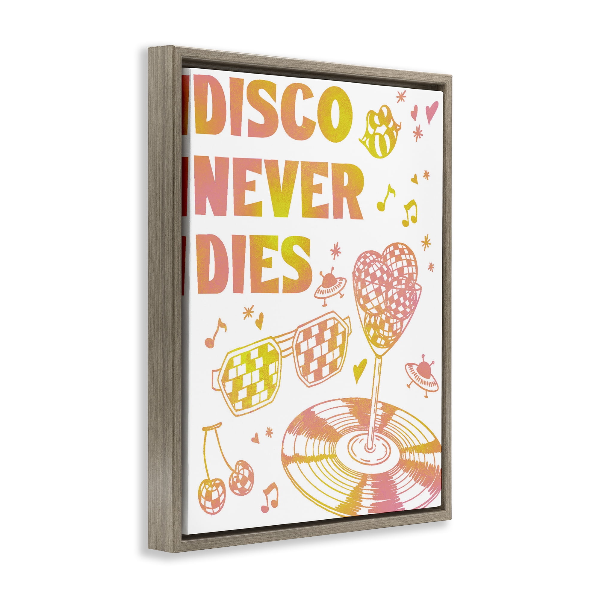Stupell Industries Disco Never Dies Brown Framed Floater Canvas Wall Art, design by Ziwei Li