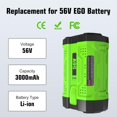 thumbnail image 2 of 2Pack 3.0Ah Replacement Battery BA2800T BA4200 BA1400 56-Volt Compatible with EGO 56 Volt CS1604 CS1804 CS1403 HT2400 LB6504 LB5804 LB6500 LB4800 PH1400 Power Tools, 2 of 5