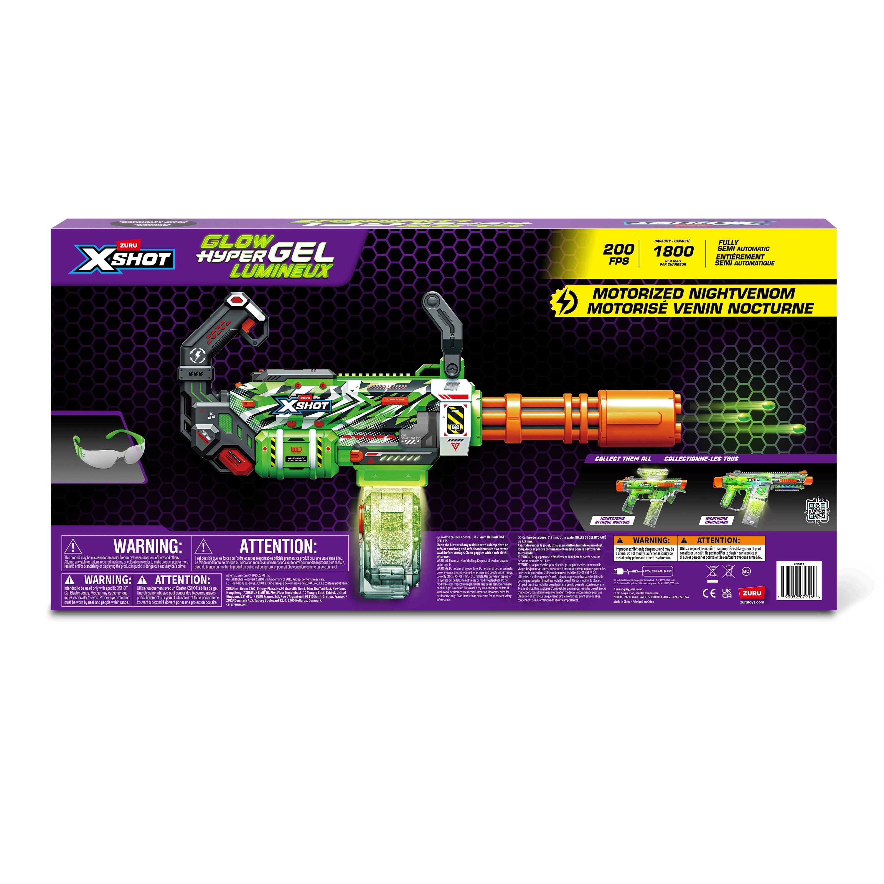 XSHOT Hyper Gel Glow Motorized Gatling Blaster with 10,000 Gel Pellets by ZURU, Outdoor Motorized Gel Blaster for Boys and Girls, Teens and Adults aged 14+