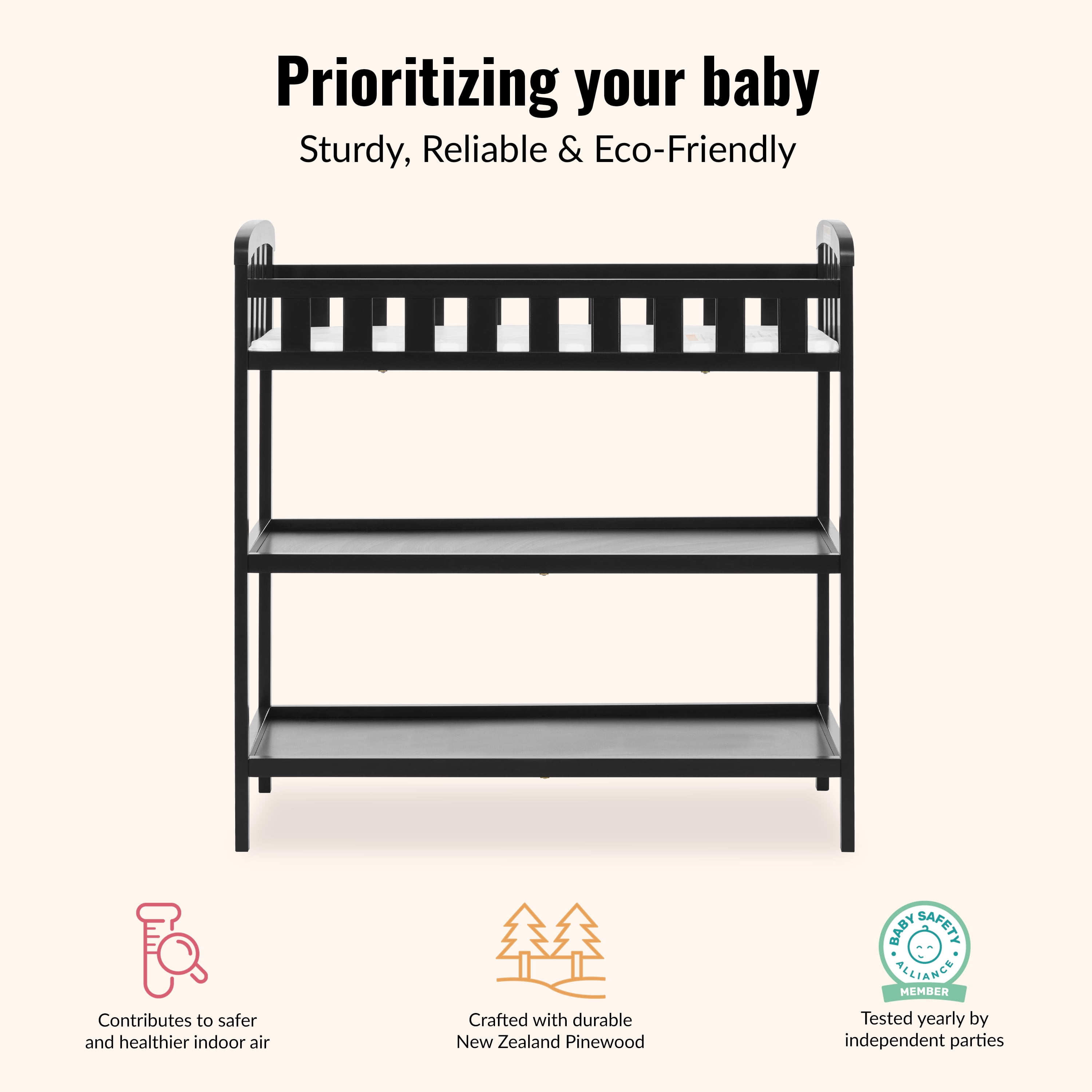 Dream On Me Emily Changing Table, Black