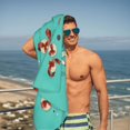 thumbnail image 3 of Vibrant Teal Beach Towel with Festive Gift Box Pattern - Perfect for Pool Travel and Bathing - Soft Absorbent and Stylish, 3 of 6