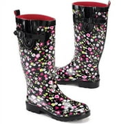 Women's Floral Buckle Rain Boots