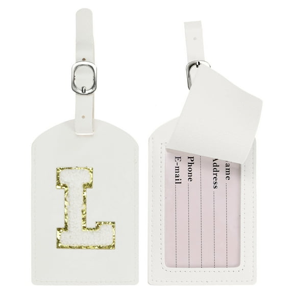Uxcell Initial Luggage Tags for Suitcases [2PCS] - Identifier Name Baggage Tag - [PU Leather - Letter L] Monogrammed