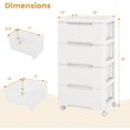 thumbnail image 2 of CRXX 5-Drawer Plastic Rolling Storage Cart, Mobile Storage Cabinet with 4 Universal Wheels, Vertical Storage Tower Container Unit for Living Room, Bedroom, Home Office, White(16”x13”x31” ,5 Drawers), 2 of 7