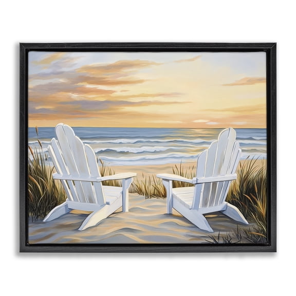 Stupell Industries Rustic Lodge Wave Watching Spot at Sunset Black Floating Frame Canvas Art, 21 x 17, by Petals Prints Design