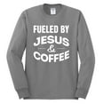 thumbnail image 2 of Fueled by Jesus and Coffee Funny Christian | Mens Inspirational/Christian Long Sleeve T-Shirt, Heather Grey, Medium, 2 of 3
