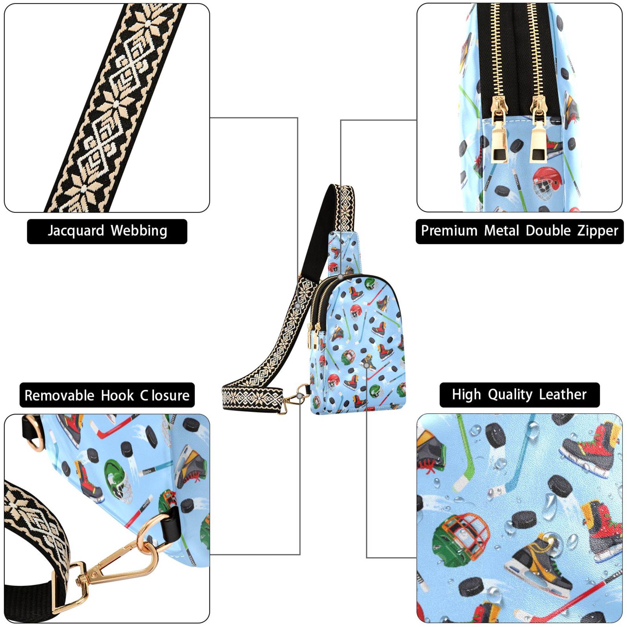 ALAZA Hockey Player Items Sling Bag for Women Men Waterproof Crossbody Chest Bags