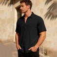 thumbnail image 5 of Kixjoy Black Shirts for Men Short Sleeve Button Down Big and Tall T Shirts Collared Casual Cozy Dress Shirt Lightweight Basic Trendy T-Shirts with Pockets, Black 3XL, 5 of 5