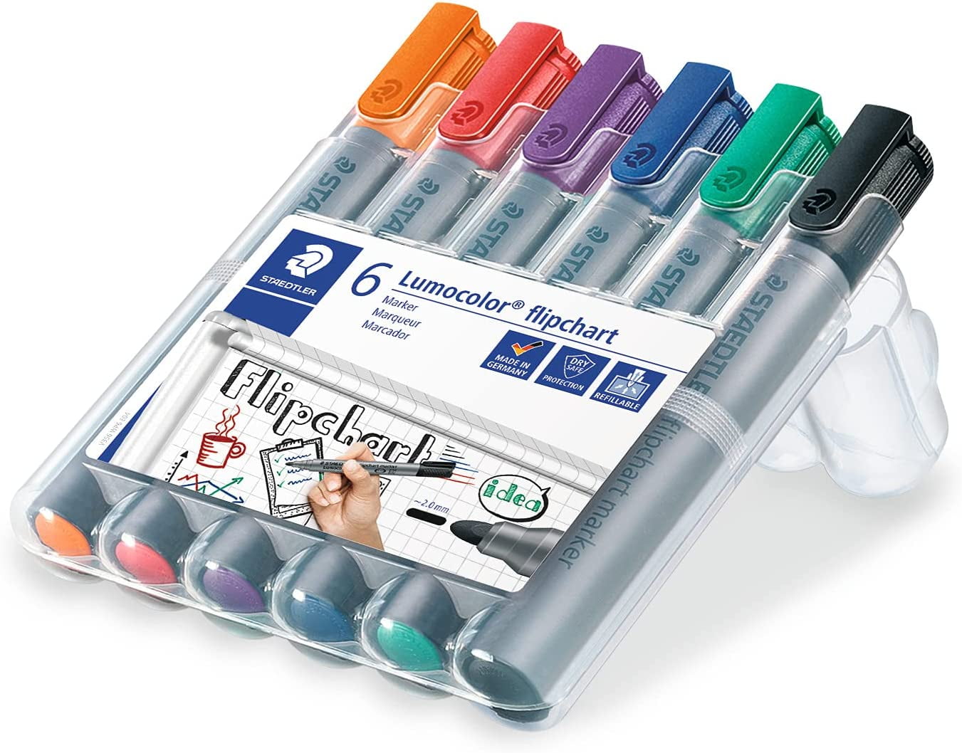 STAEDTLER 356 WP6 Lumocolor Flipchart Markers - Assorted Colours