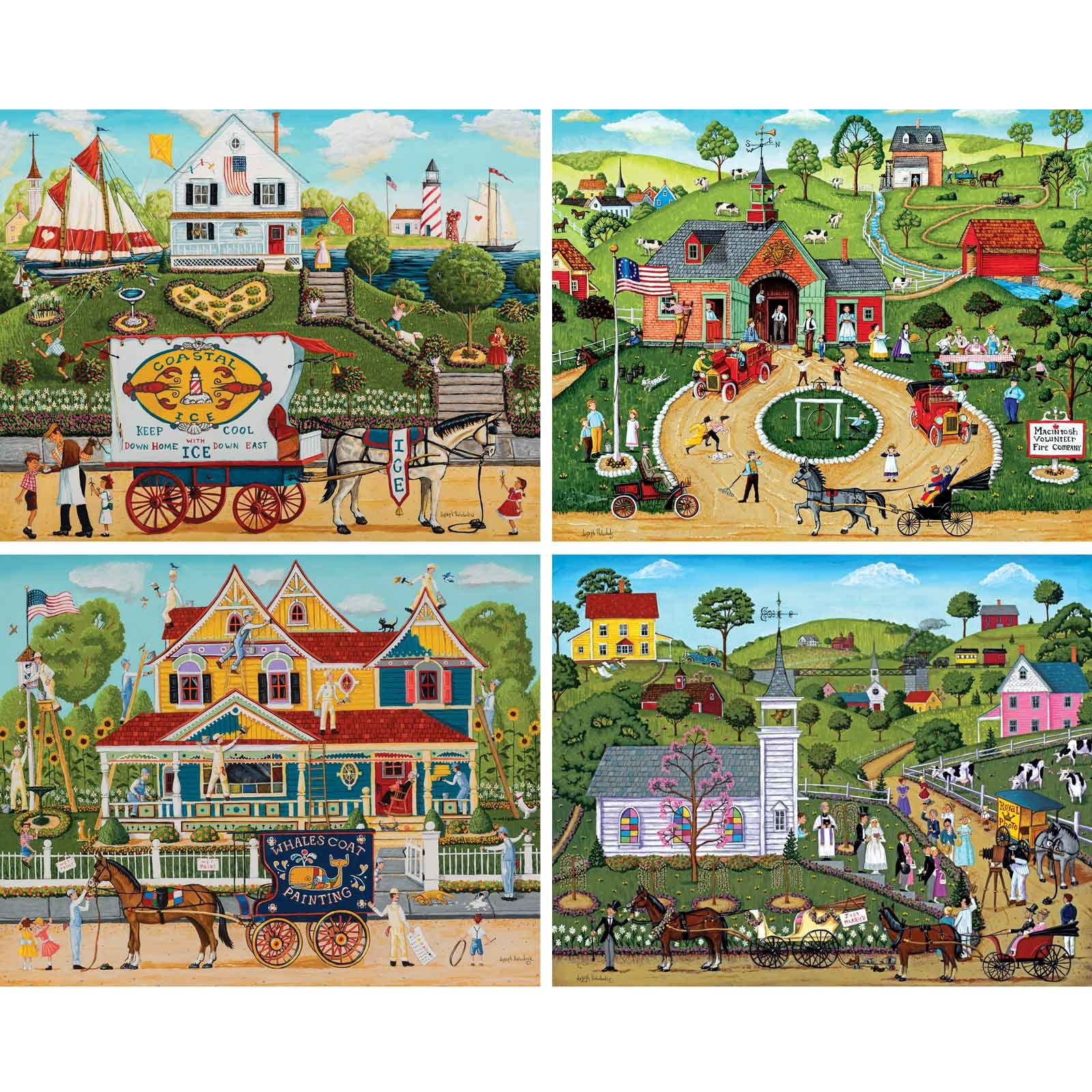 Bits and Pieces Jigsaw Puzzles Memory Lane by Joseph Holodook 500 Piece 4-in-1 Multi-Pack 16" x 20"
