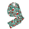 thumbnail image 2 of HOMBOM Green Christmas Pajamas for Women Sleepwear Button up One Sets Fall Festive Long Sleeve and Pants Womens Lounge Sets, 2 of 5