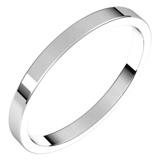 14k White Gold 2mm Flat Band Ring Size 12 Ring for Women and Men - 2.3 Grams