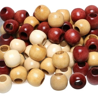 Lge Lot Vtg Wooden Wood Beads for Crafts Macrame Assorted Sizes Colors VGC