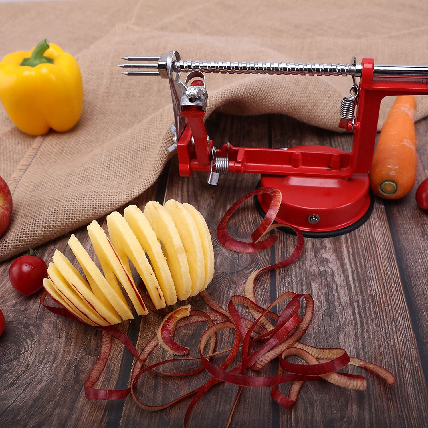 Private Jungle 3-in-1 Apple/Potato Peeler Corer Stainless Steel Hand-cranking Apple Peeler Slicer Peeler,Red Private Jungle 3-in-1 Apple/Potato Peeler Corer Stainless Steel Hand-cranking Apple Peeler Slicer Peeler,Red
