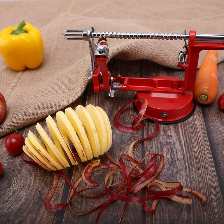 Private Jungle 3-in-1 Apple/Potato Peeler Corer Stainless Steel  Hand-cranking Apple Peeler Slicer Peeler,Red