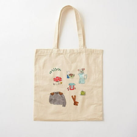 Cottagecore  Farm  Vase  Jam  Milk  Mushroom  Sweater  Tea  Cup  Flower  Floral  Tanilon  Pink  Cute Canvas Tote Bag  Family Gift For Mother  Her