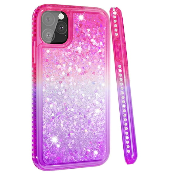 FIEWESEY For iPhone 11 Pro 5.8" Case iPhone 11 Pro Glitter Case Sparkle Glitter Flowing Liquid Quicksand with Shiny Bling Diamond Women Girls Cute Case For Apple iPhone 11 Pro 5.8 inch - Pink Purple