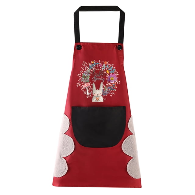 Delantal Bolsillo PVC Babero ajustable Sin mangas Delantal de cocina para el hogar Accesorio de cocina, Tipo 1, Rojo Methold HA003449-04