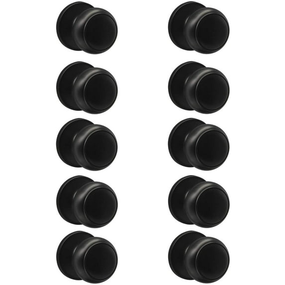 Flat Black Dummy Door Knobs, Non Turning Round Single Dummy Door Knobs Handles for Closet French Door,10 Pack
