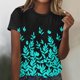 thumbnail image 1 of Fiudx Liquidación de Ahorros de Verano Top de Manga Corta con Cuello Redondo y Estampado Informal para Mujer, 1 of 4