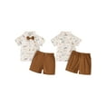 thumbnail image 2 of vera natura 2Pcs Baby Boy Summer Clothes Short Sleeve Dinosaur Print Bowtie Shirt + Shorts Set Toddler Outfits, 2 of 8