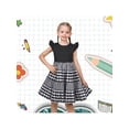 thumbnail image 2 of Sunny Fashion Girls Dress Black Gingham Plaid School Student Ruffle Cap Sleeve 5 Years, 2 of 7