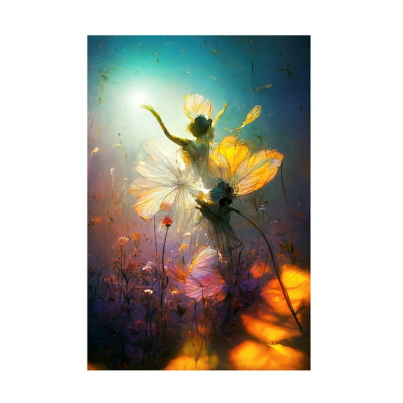 Canvas Wall Art - Ray Heere 'Flower Dance 4' Wall Art for Living Room, Bedroom, or Office Décor by Trademark Fine Art - 12 x 19 Inches