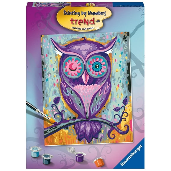 Enchanting Owl Paint by Numbers Kit - Fun and Easy Painting Arts and Crafts for Kids Ages 12 and Up - Purple