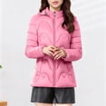 thumbnail image 4 of PiGOGI Women's Winter Jacket Casual Long Sleeve Hooded Colored Jacket Fashion Outwear Pink 3XL, 4 of 6