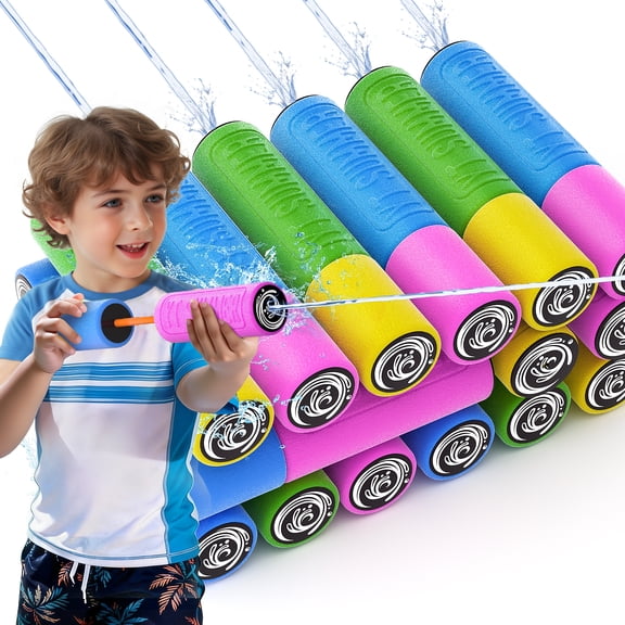 18 PCS Water Foam Blaster Set - 16cm Water Playing Toys for Kids, Summer Pool Beach Garden Party Toys, Water Fight Soaker Toys for Boys and Girls
