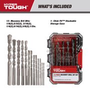 Hyper Tough 13-Piece Masonry Bit Set in Click Fit™ Case