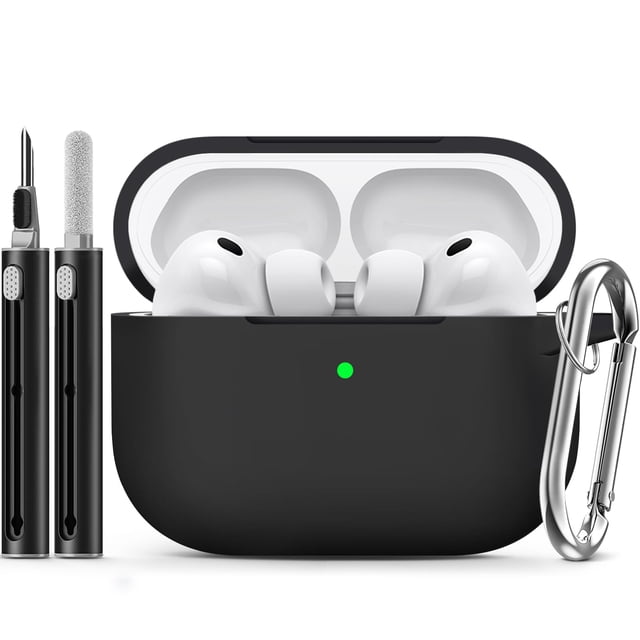 Funda protectora para AirPods Pro 3 2025 con kit de limpieza negra