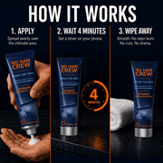 No Hair Crew Intimate/Private At Home Hair Removal Cream for Men - Painless, Flawless, Soothing Depilatory for Unwanted Coarse Male Body Hair, 100ml