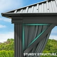 thumbnail image 3 of Dextrus Heavy Duty Double Roof Hardtop Gazebo, Outdoor Galvanized Steel Hardtop with Netting and Curtains, Combined of Vertical Stripes Roof for Patio, Backyard, Deck, Lawns-12x18ft, Gray, 3 of 6
