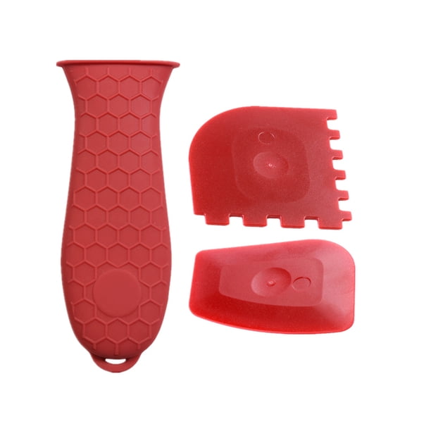 Naiovety Protector de mango de 3 piezas, soportes de raspador de plástico con aislamiento térmico, vajilla de cocina resistente al desgaste, repuesto Herramientas y accesorios para hornear rojo Naiovety HA061643-01