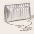 thumbnail image 2 of husxh Women Clutch Purse Pleated Metallic Pu Envelope Handbag Flap Crossbody Purse Shiny Hobo Bag Wedding Party Bridal Purse, 2 of 9