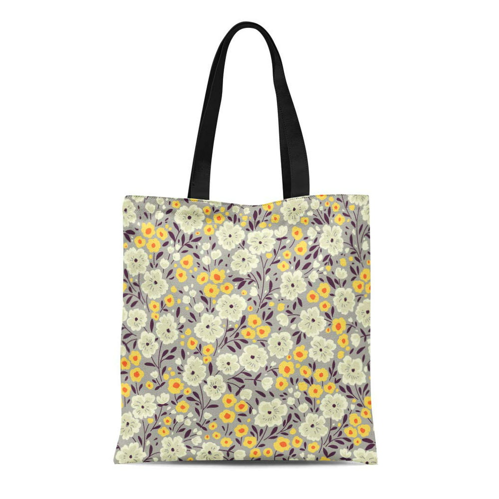 ASHLEIGH Canvas Tote Bag Simple Cute Pattern in Small White and Yellow ...