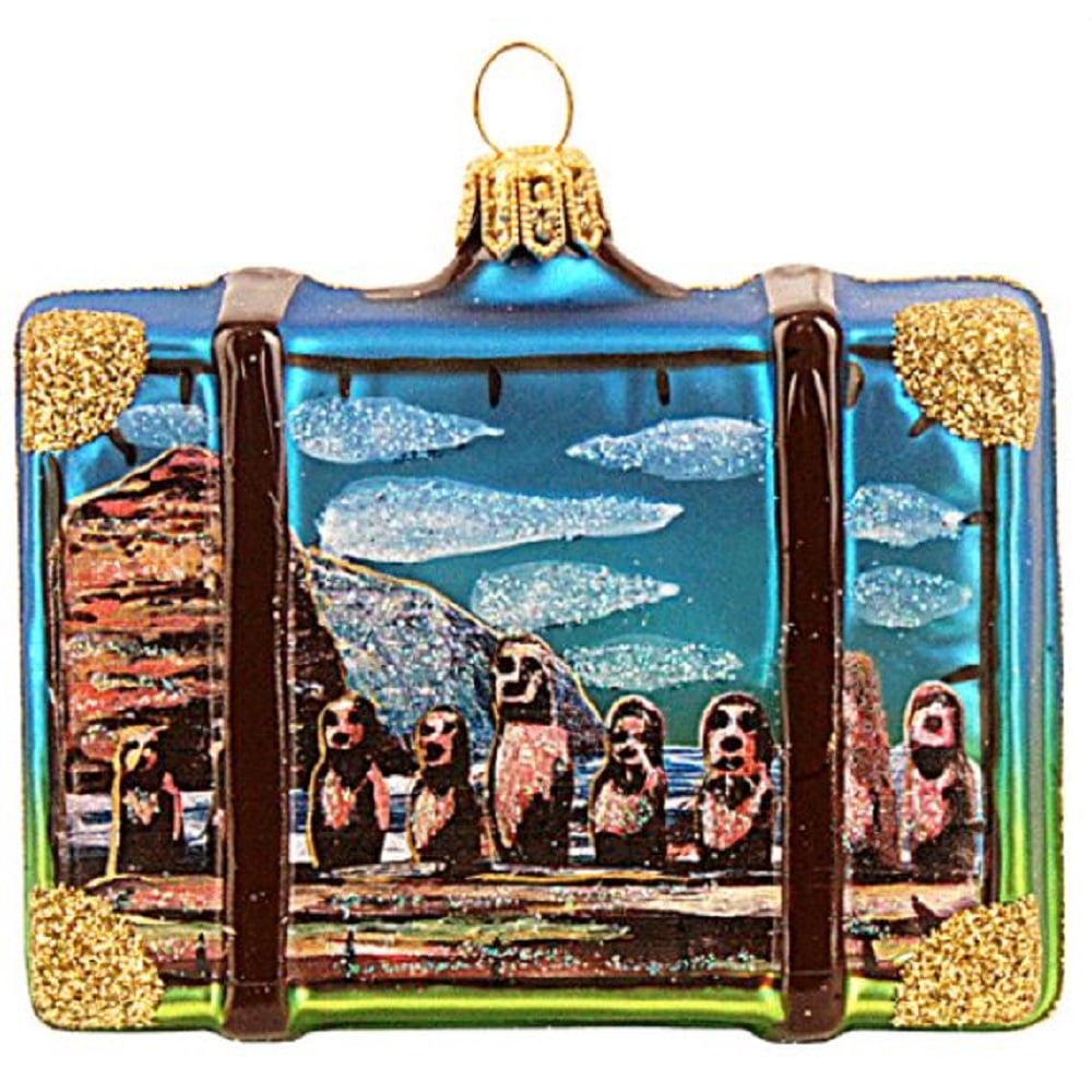 Brazil Suitcase Travel South America Polish Glass Christmas Ornament 110010