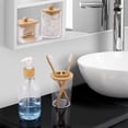thumbnail image 4 of Bamboo Bathroom Accessories Set 4 Pcs - Clear Toothbrush Holder Plastic Soap Dispenser and 2 Qtip Cotton Swab/Pad/Ball Container Jar, 4 of 4